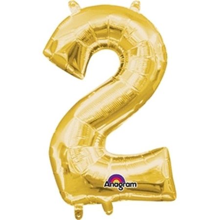 ANAGRAM Anagram 78526 16 in. Number 2 Gold Shape Air Fill Foil Balloon 78526